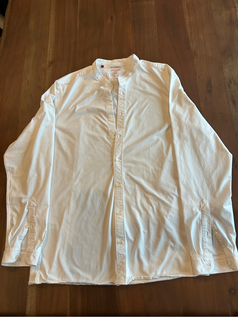 Men's White Band Collar Dress Shirt
